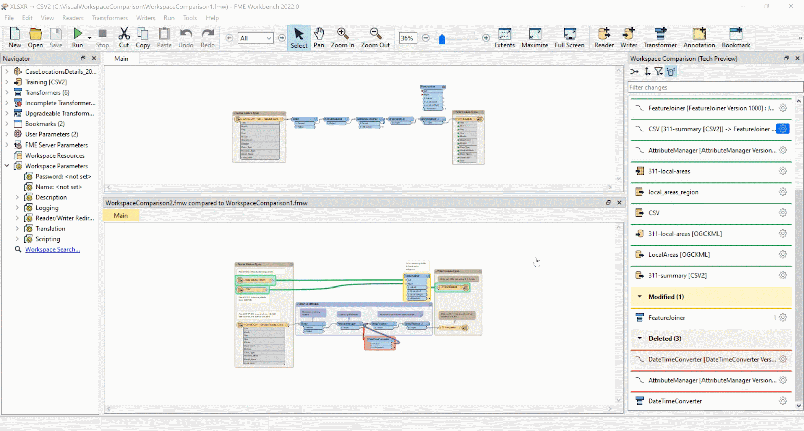 Viewing parameter changes